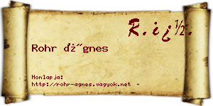 Rohr Ágnes névjegykártya